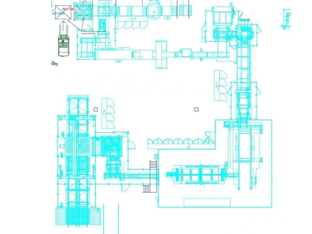Vue de face de la machine TORWEGGE TG2 Parquet production line
