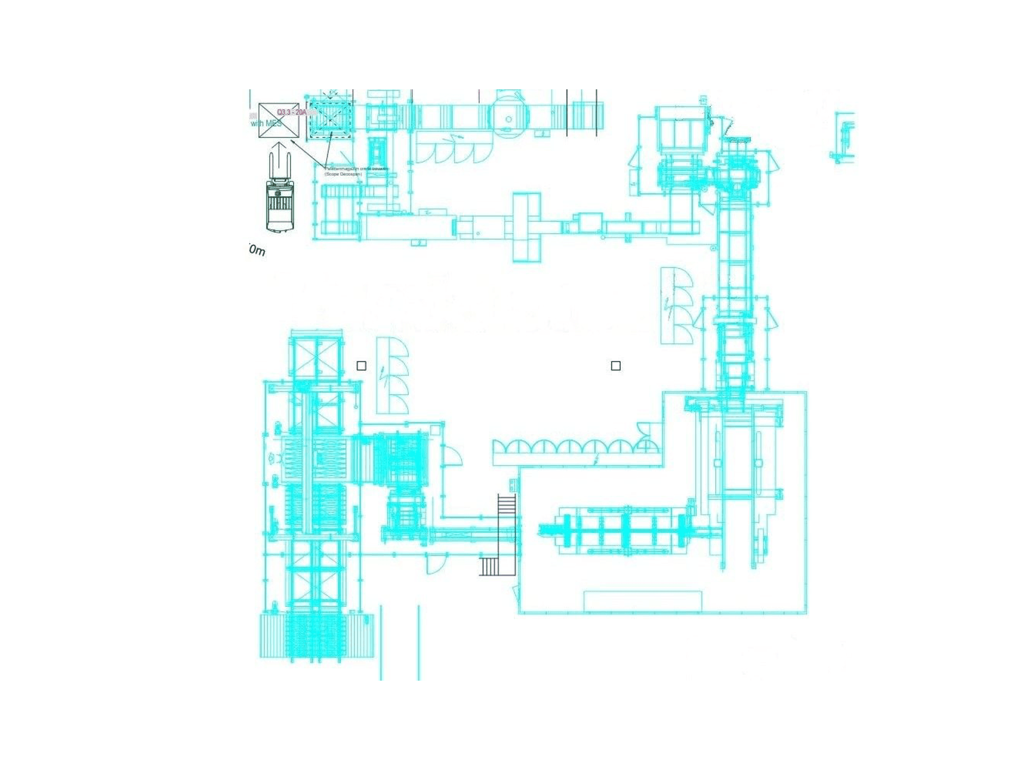 Vue de face de la machine TORWEGGE TG2 Parquet production line